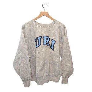 Vintage URI University of Rhode Island Reverse Weave Sweatshirt Gray USA Made L